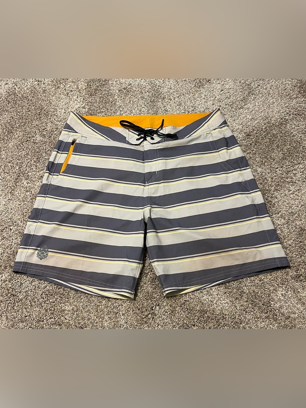 Stio Gray and Yellow Striped Hybrid Shorts